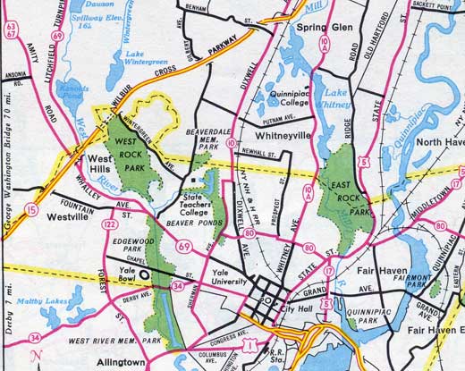 Scan from 1961 Official map of Connecticut